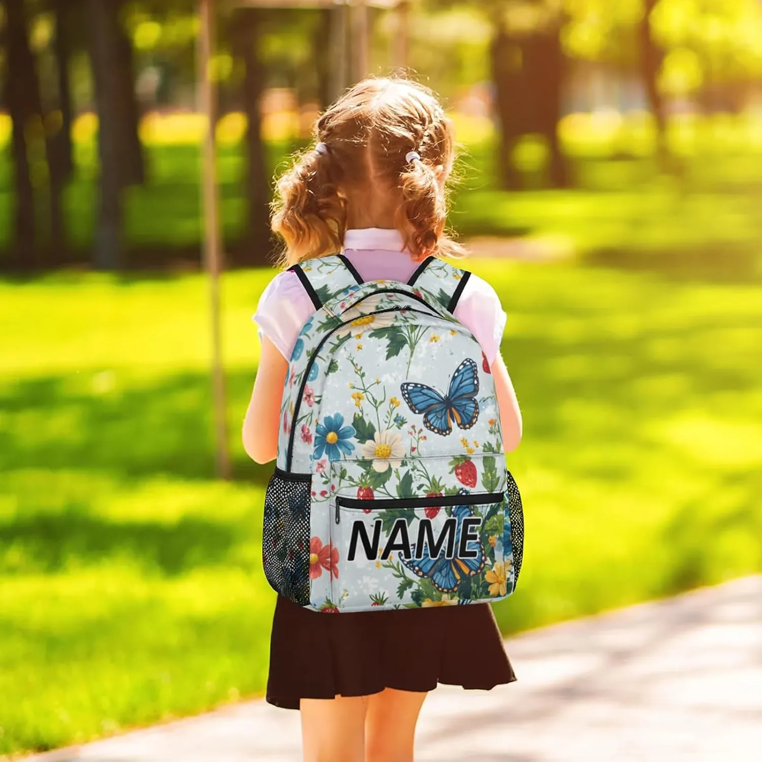 Custom Butterfly Backpack with Name Personalized Waterproof Casual Daypack Spring Butterflies Rustic Floral Customize Laptop Backpacks for Women Men