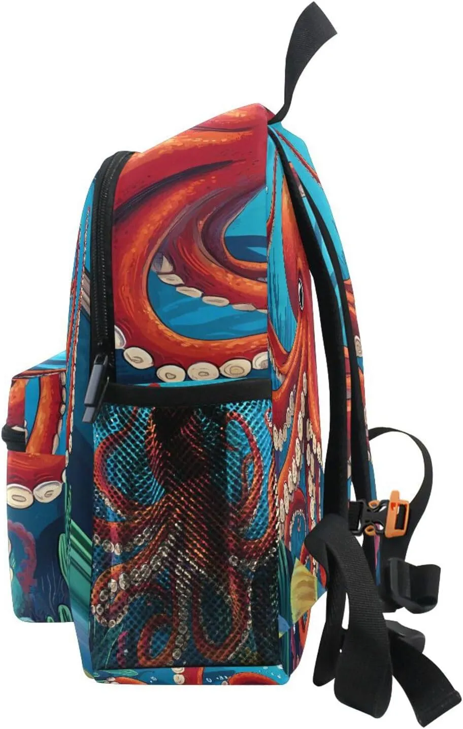 Custom Cute Ocean Animal Octopuses Kids Backpack for Girls Boys, Sea Shake Toddler Casual Daypack Backpacks, Personalized with Kid's Name Preschool School Bag, Children Travel Bookbag with Chest Strap
