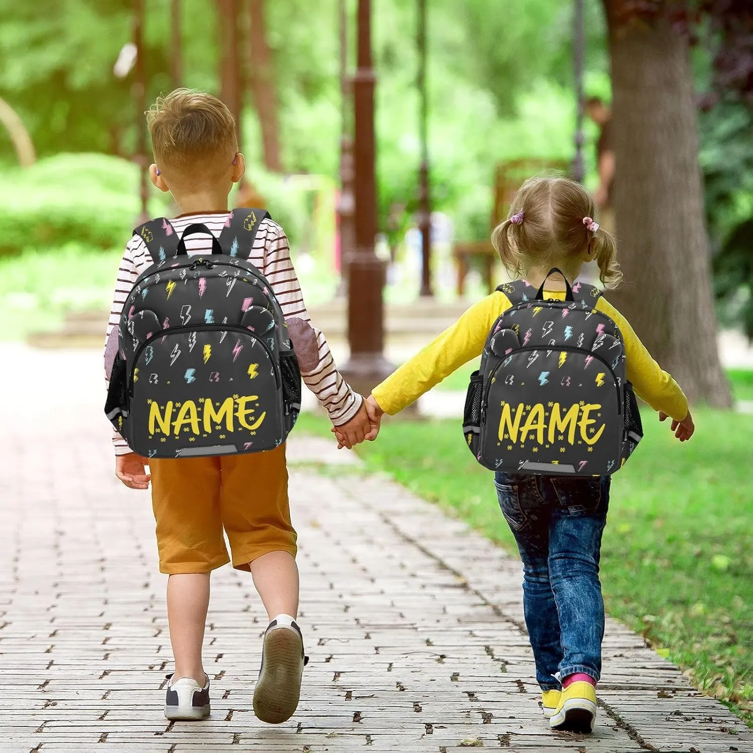 Custom Different Preschool Backpack Colorful Thunder Daycare Bookbag School Backpack with Traction Rope for Kids 3-6