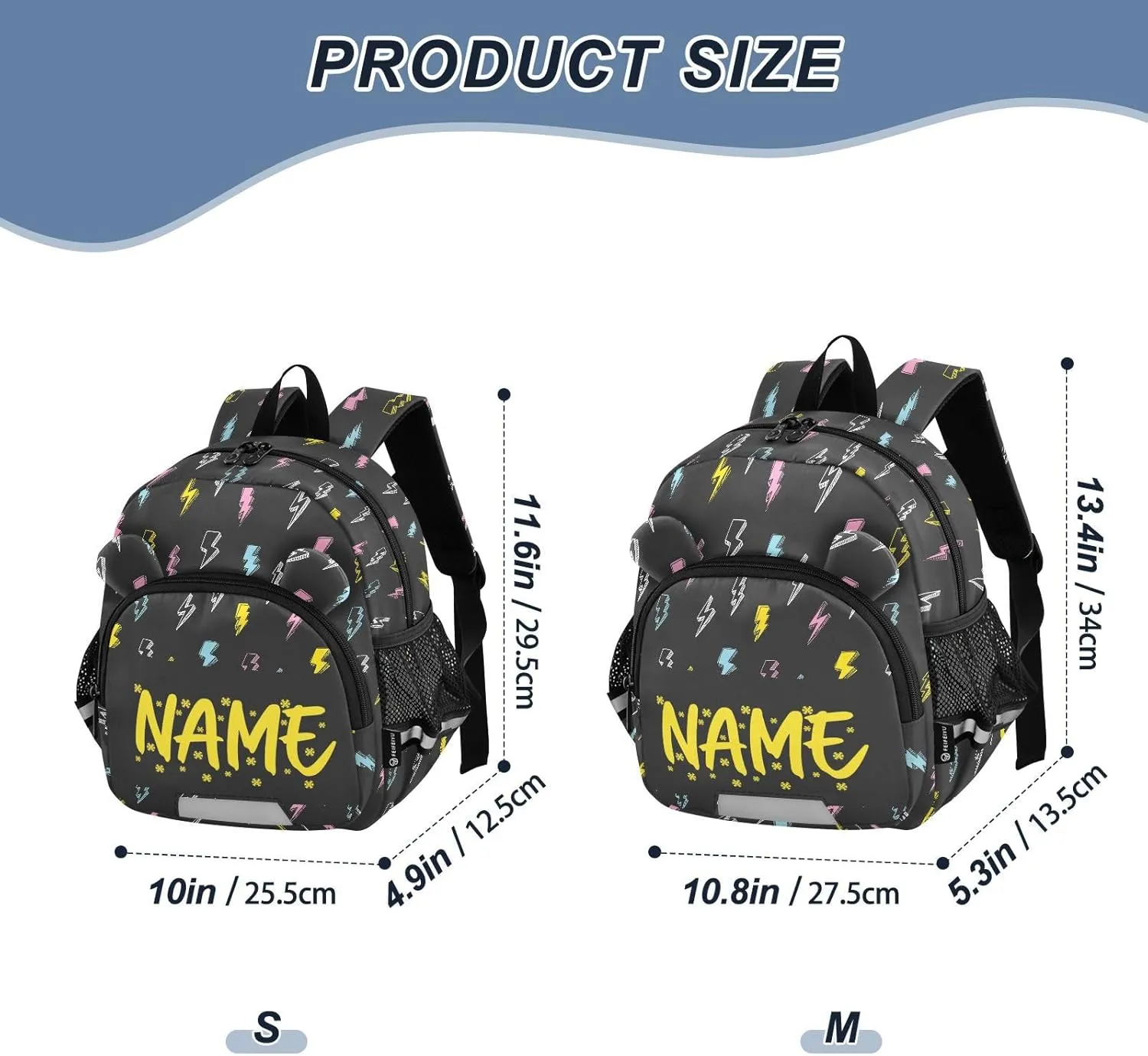 Custom Different Preschool Backpack Colorful Thunder Daycare Bookbag School Backpack with Traction Rope for Kids 3-6