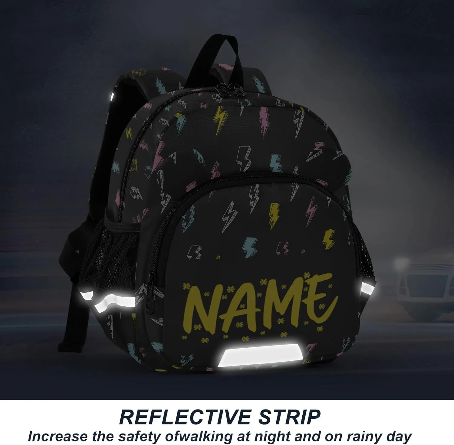 Custom Different Preschool Backpack Colorful Thunder Daycare Bookbag School Backpack with Traction Rope for Kids 3-6