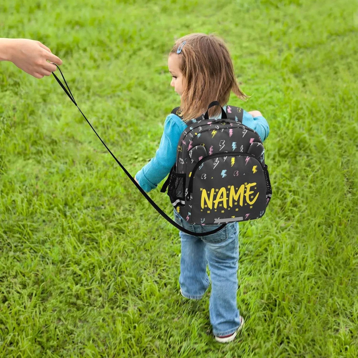 Custom Different Preschool Backpack Colorful Thunder Daycare Bookbag School Backpack with Traction Rope for Kids 3-6