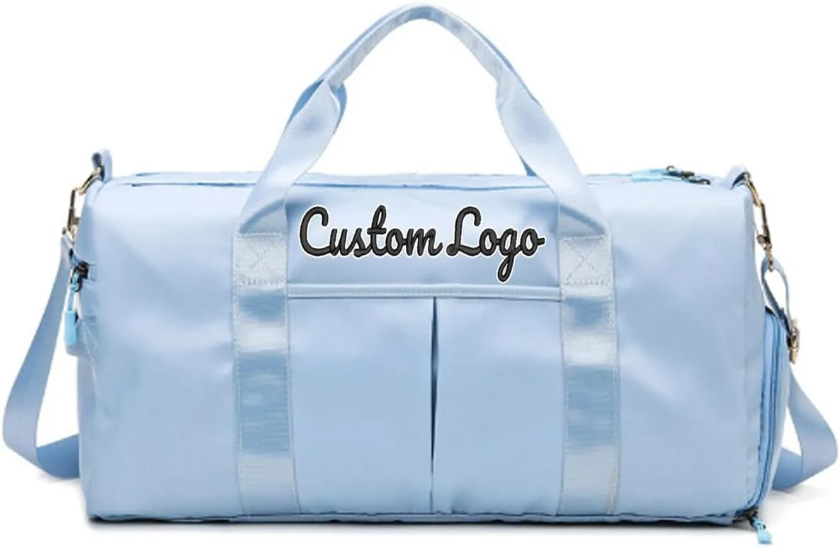 Custom Duffel Bags Name/Logo Embroidered Personalized Weekender Overnight Bag with Shoe Compartment Waterproof Gym Bag for Travel Women Men