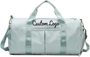 Custom Duffel Bags Name/Logo Embroidered Personalized Weekender Overnight Bag with Shoe Compartment Waterproof Gym Bag for Travel Women Men