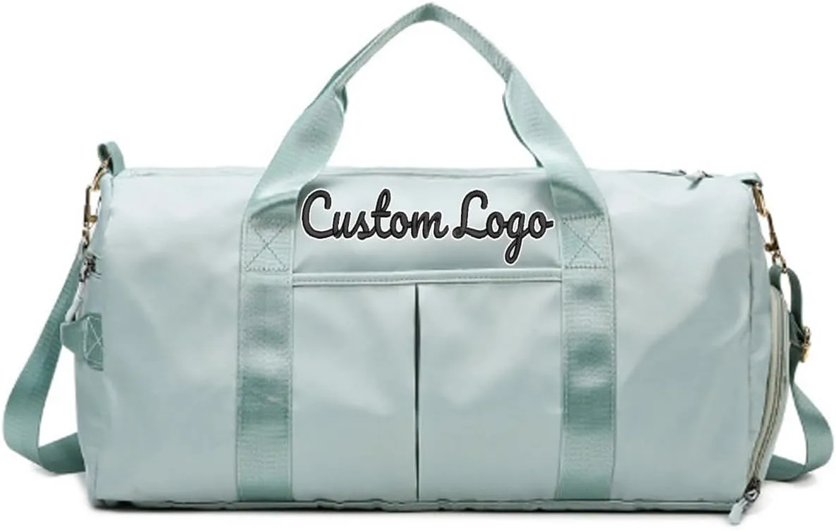 Custom Duffel Bags Name/Logo Embroidered Personalized Weekender Overnight Bag with Shoe Compartment Waterproof Gym Bag for Travel Women Men