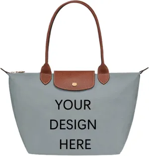 Custom Personalized Text Photo Shoulder Bag Nylon Top-Handle Purse is a Great Gift with Zipper Leisure for Women