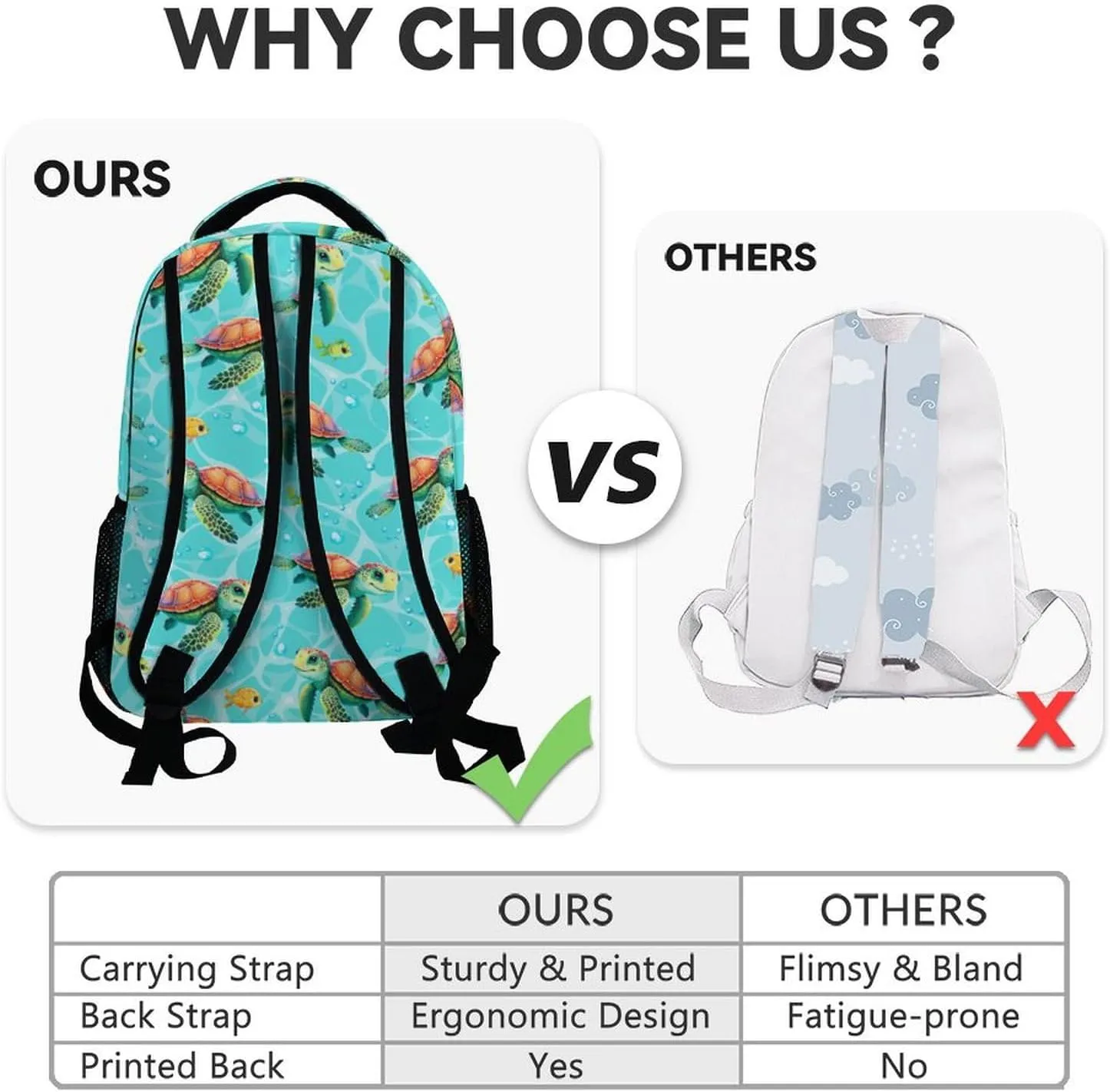 Custom School Backpack for Boys - 17 Inch Green Turtle Backpacks for Elementary - Cute Lightweight Durable Bookbag for Teens