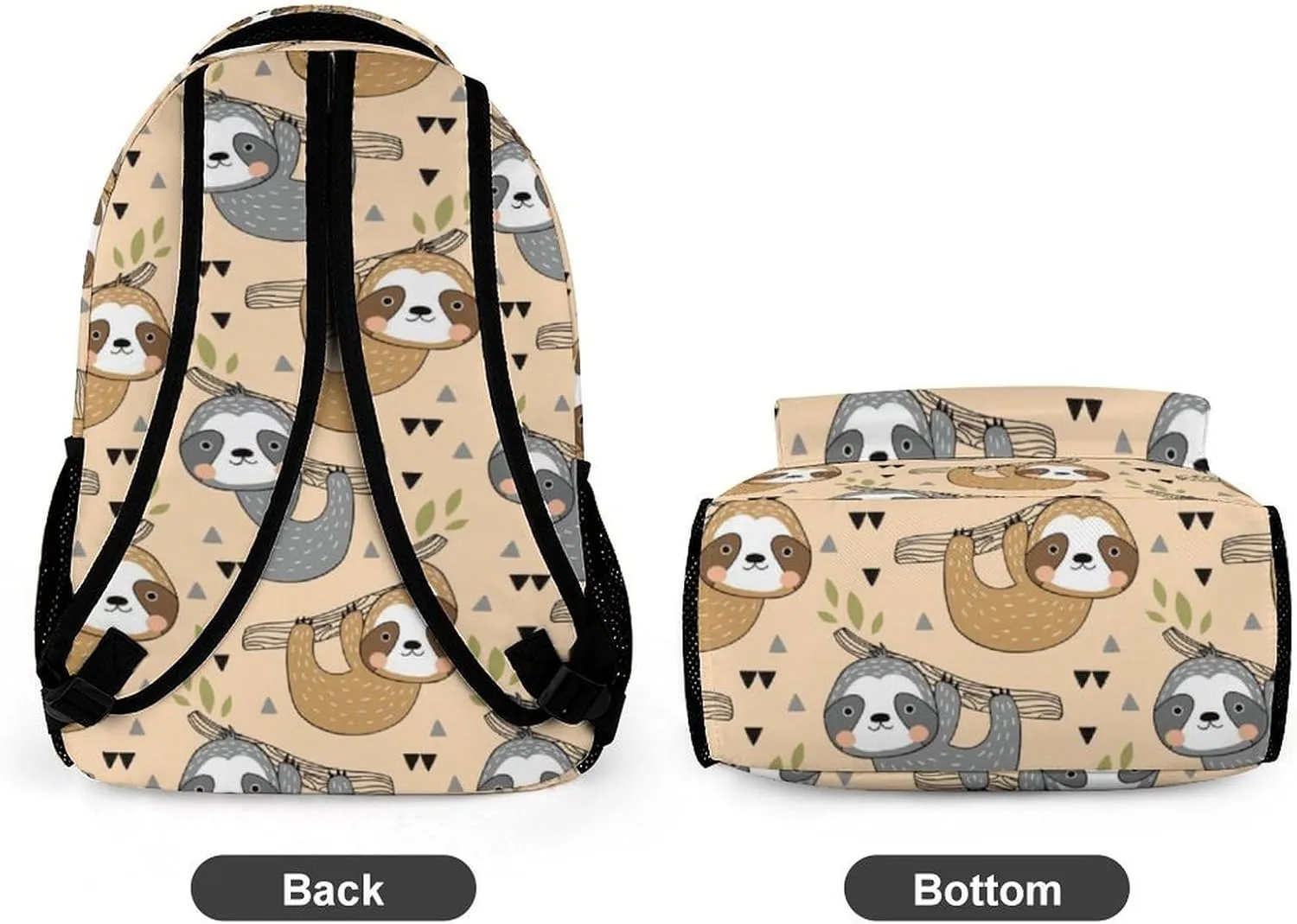 Custom Sloth Backpack for Kids Girls Boys School, 16 Inches Cute Sloths Theme Bookbag, Adjustable, Lightweight, Large Capacity, Colorful Daily Casual Backpacks