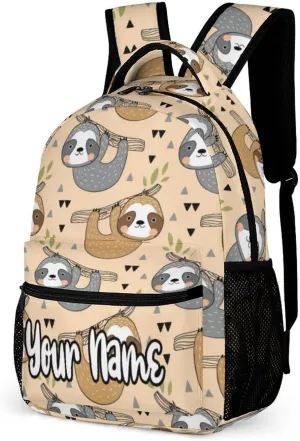 Custom Sloth Backpack for Kids Girls Boys School, 16 Inches Cute Sloths Theme Bookbag, Adjustable, Lightweight, Large Capacity, Colorful Daily Casual Backpacks