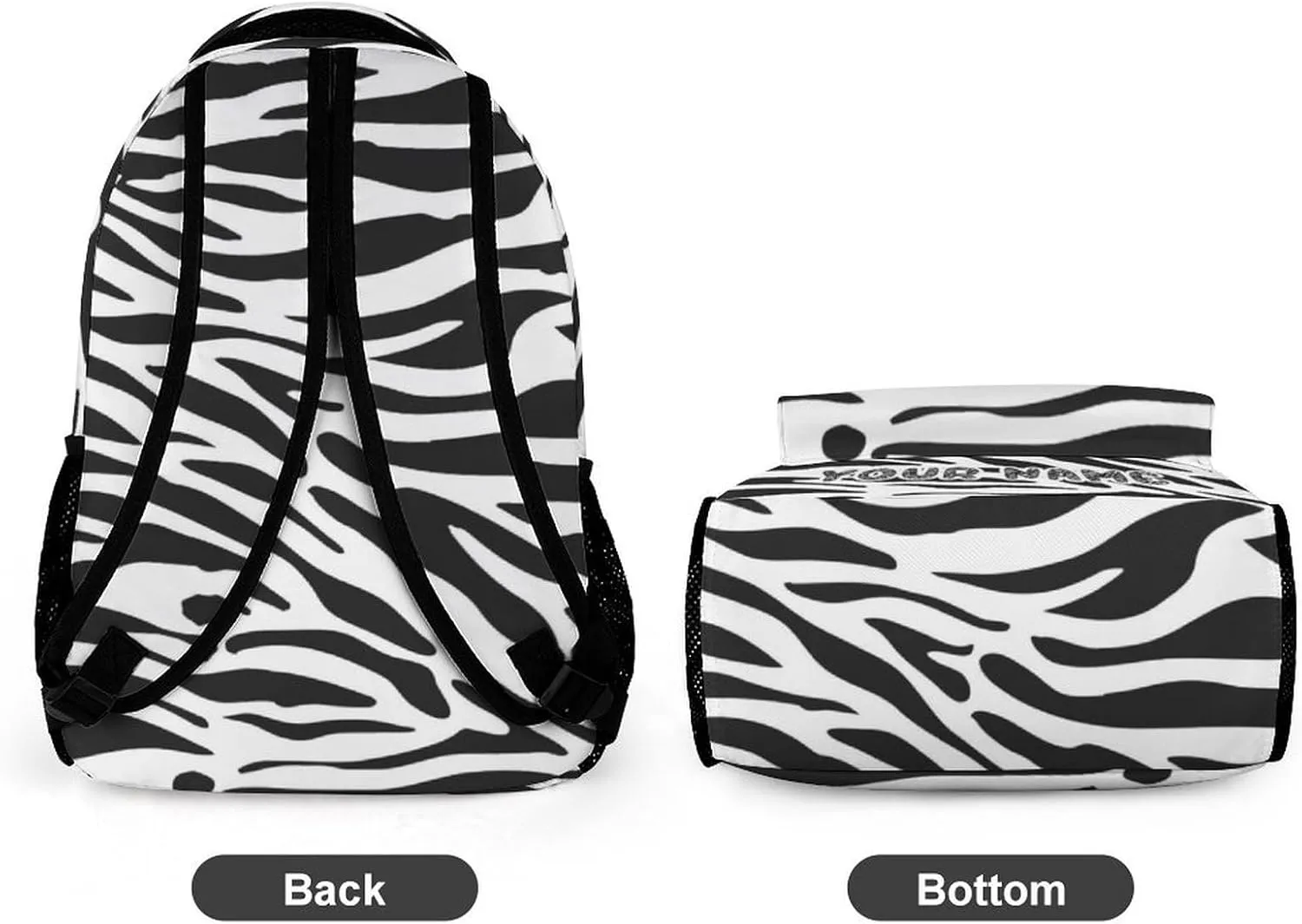 Custom Zebra Backpack for Kids Girls Boys School, 16 Inches Cute Zebras Theme Bookbag, Adjustable, Lightweight, Large Capacity, Colorful Daily Casual Backpacks