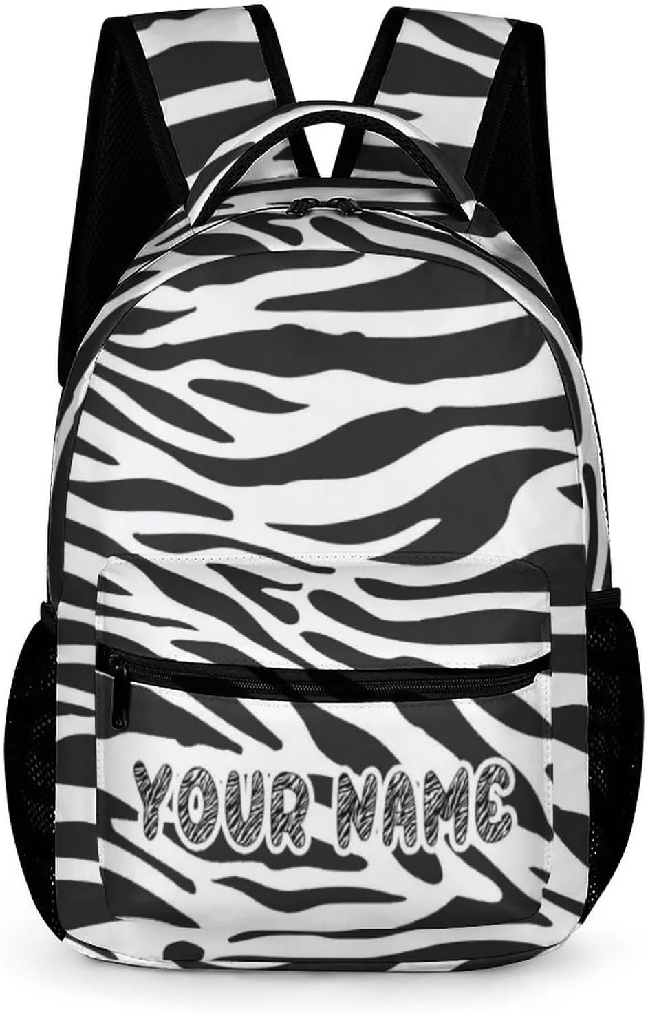 Custom Zebra Backpack for Kids Girls Boys School, 16 Inches Cute Zebras Theme Bookbag, Adjustable, Lightweight, Large Capacity, Colorful Daily Casual Backpacks