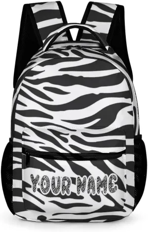 Custom Zebra Backpack for Kids Girls Boys School, 16 Inches Cute Zebras Theme Bookbag, Adjustable, Lightweight, Large Capacity, Colorful Daily Casual Backpacks