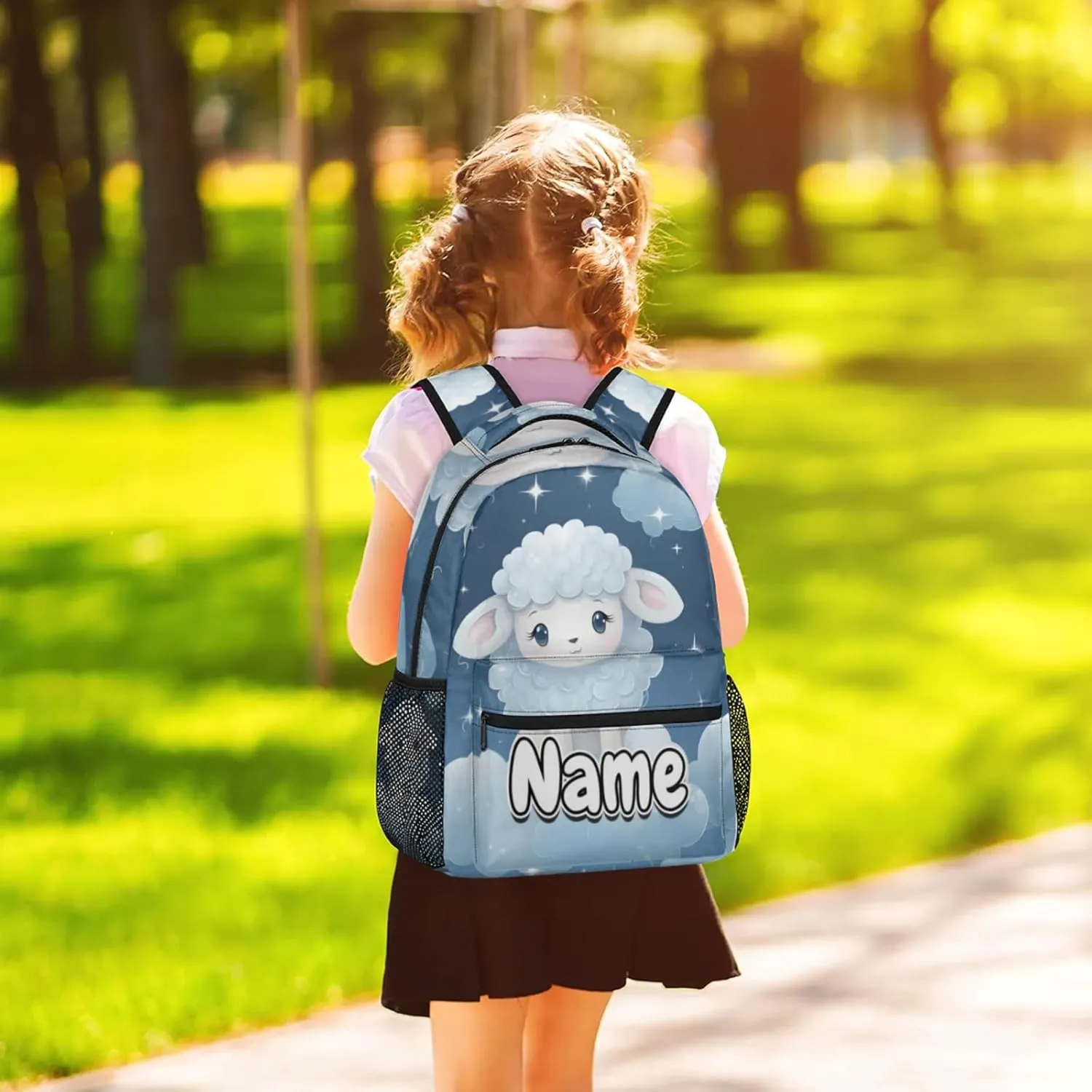 Cute Cartoon White Sheep Large Backpack Fashion Travel Backpacks for Business Women Men Casual Laptop Bag Waterproof Lightweight Shoulder Bags 16in