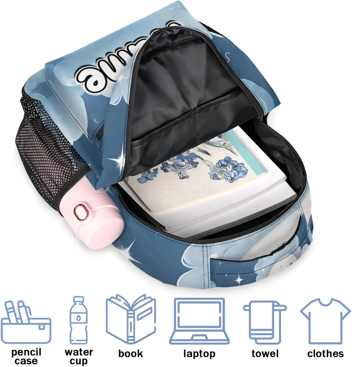 Cute Cartoon White Sheep Large Backpack Fashion Travel Backpacks for Business Women Men Casual Laptop Bag Waterproof Lightweight Shoulder Bags 16in