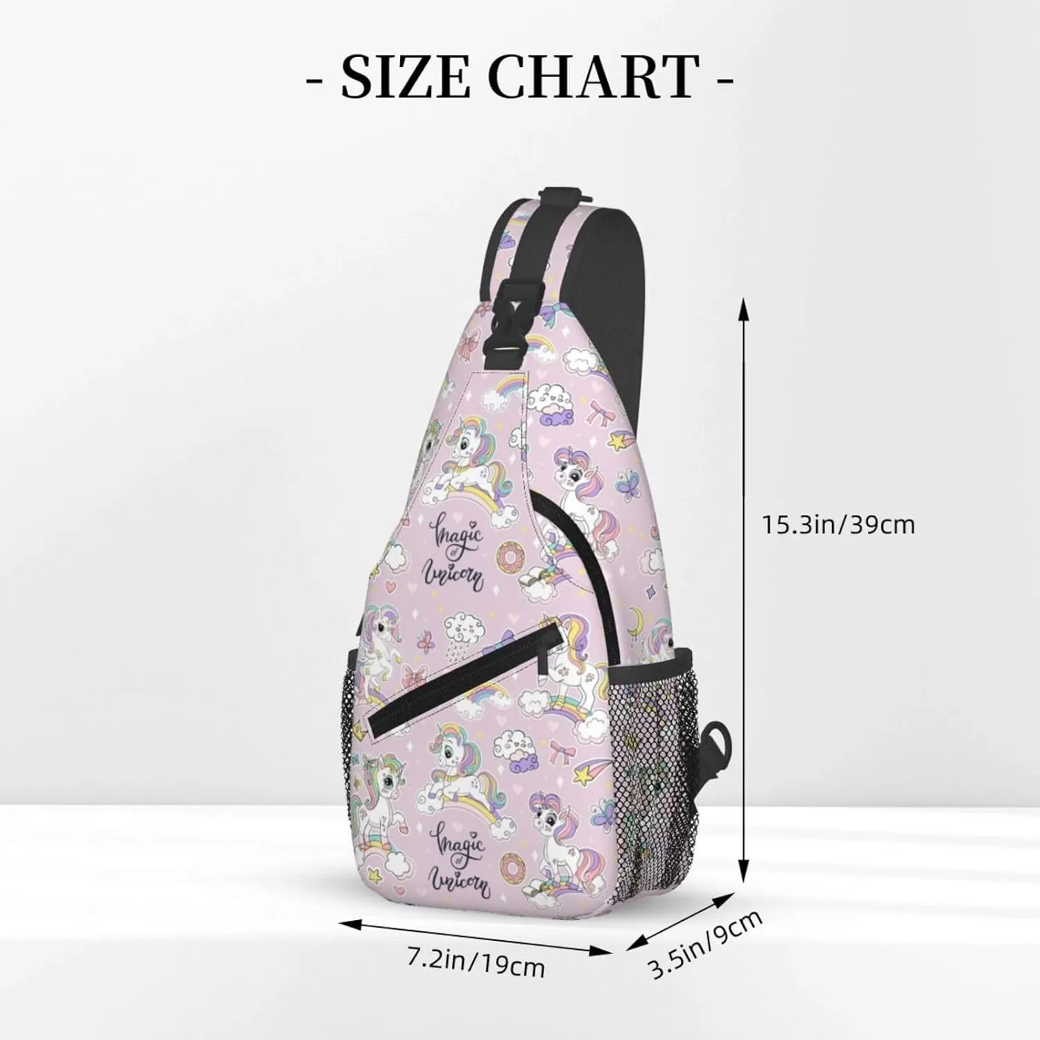 Cute Magic Of Unicorns Chest Sling Bag Crossbody Shoulder Backpack Bag Gym Cycling Daypack Travel Hiking Cross Bag