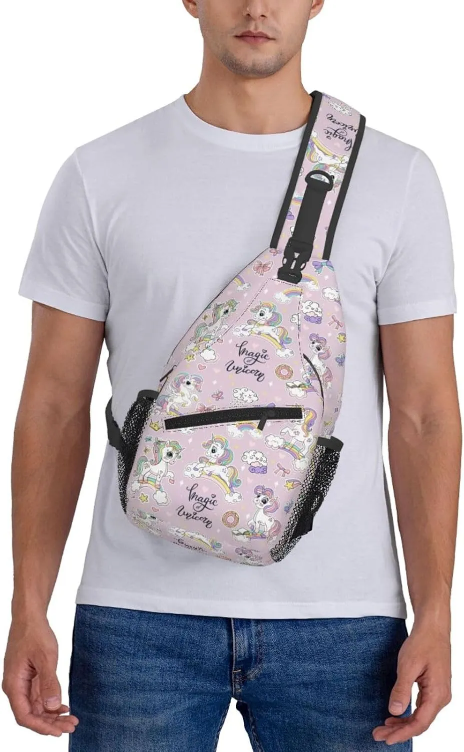 Cute Magic Of Unicorns Chest Sling Bag Crossbody Shoulder Backpack Bag Gym Cycling Daypack Travel Hiking Cross Bag