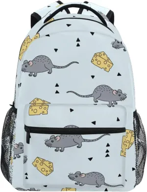 Cute Mouse and Cheese Pattern Boys Girls Kids School Backpacks Bookbag, School Bag Daypack Travel Backpack