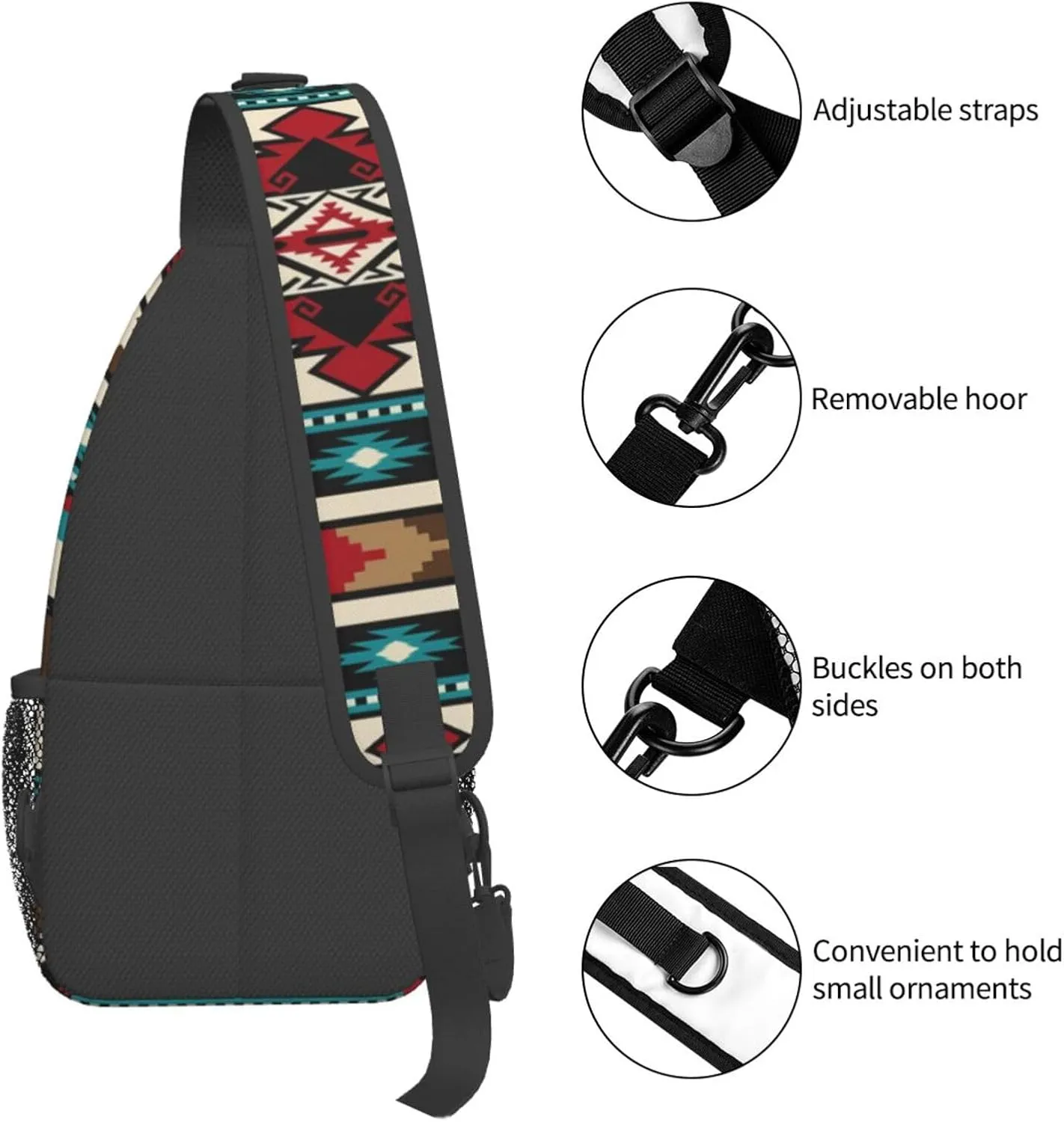 Cute Native American Sling Backpack, Multipurpose Crossbody Shoulder Bag Indian Chest Bag Travel Hiking Daypack