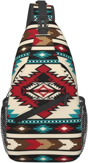 Cute Native American Sling Backpack, Multipurpose Crossbody Shoulder Bag Indian Chest Bag Travel Hiking Daypack