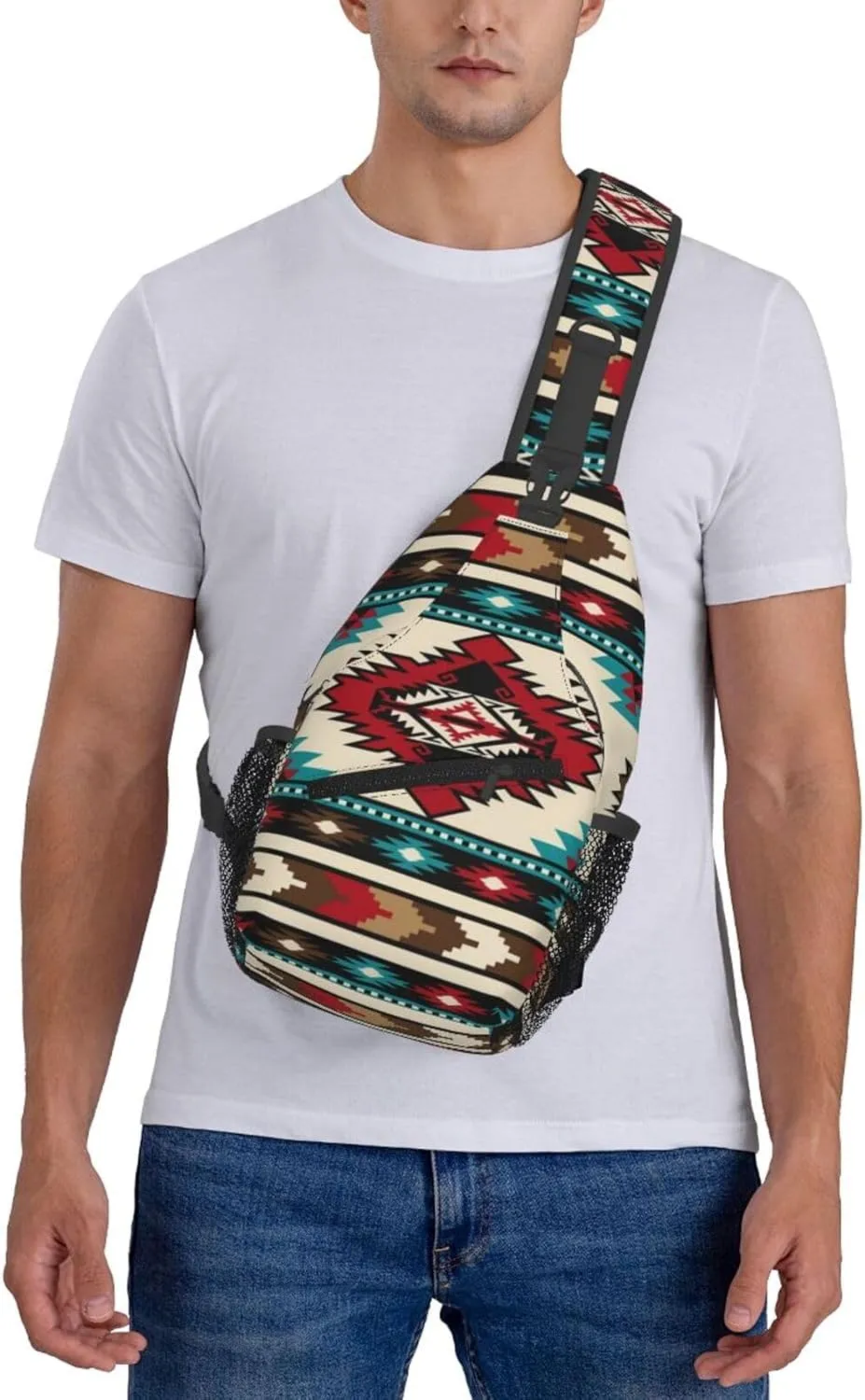 Cute Native American Sling Backpack, Multipurpose Crossbody Shoulder Bag Indian Chest Bag Travel Hiking Daypack