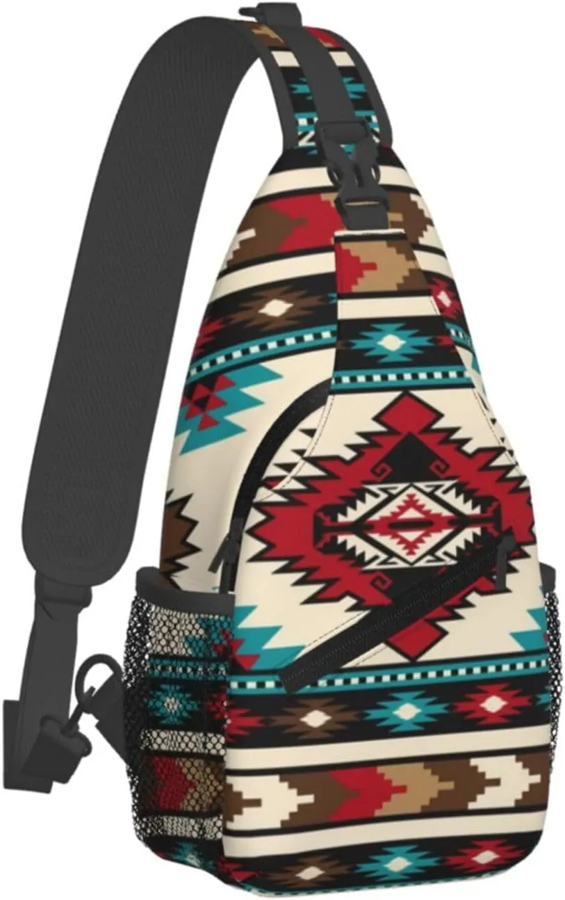 Cute Native American Sling Backpack, Multipurpose Crossbody Shoulder Bag Indian Chest Bag Travel Hiking Daypack