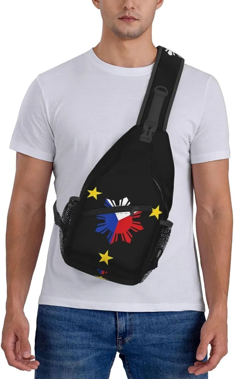 Cute Philippines Flag Sling Backpack,Travel Hiking Daypack Filipino Crossbody Shoulder Bag for Men Women
