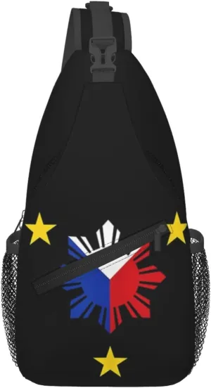 Cute Philippines Flag Sling Backpack,Travel Hiking Daypack Filipino Crossbody Shoulder Bag for Men Women