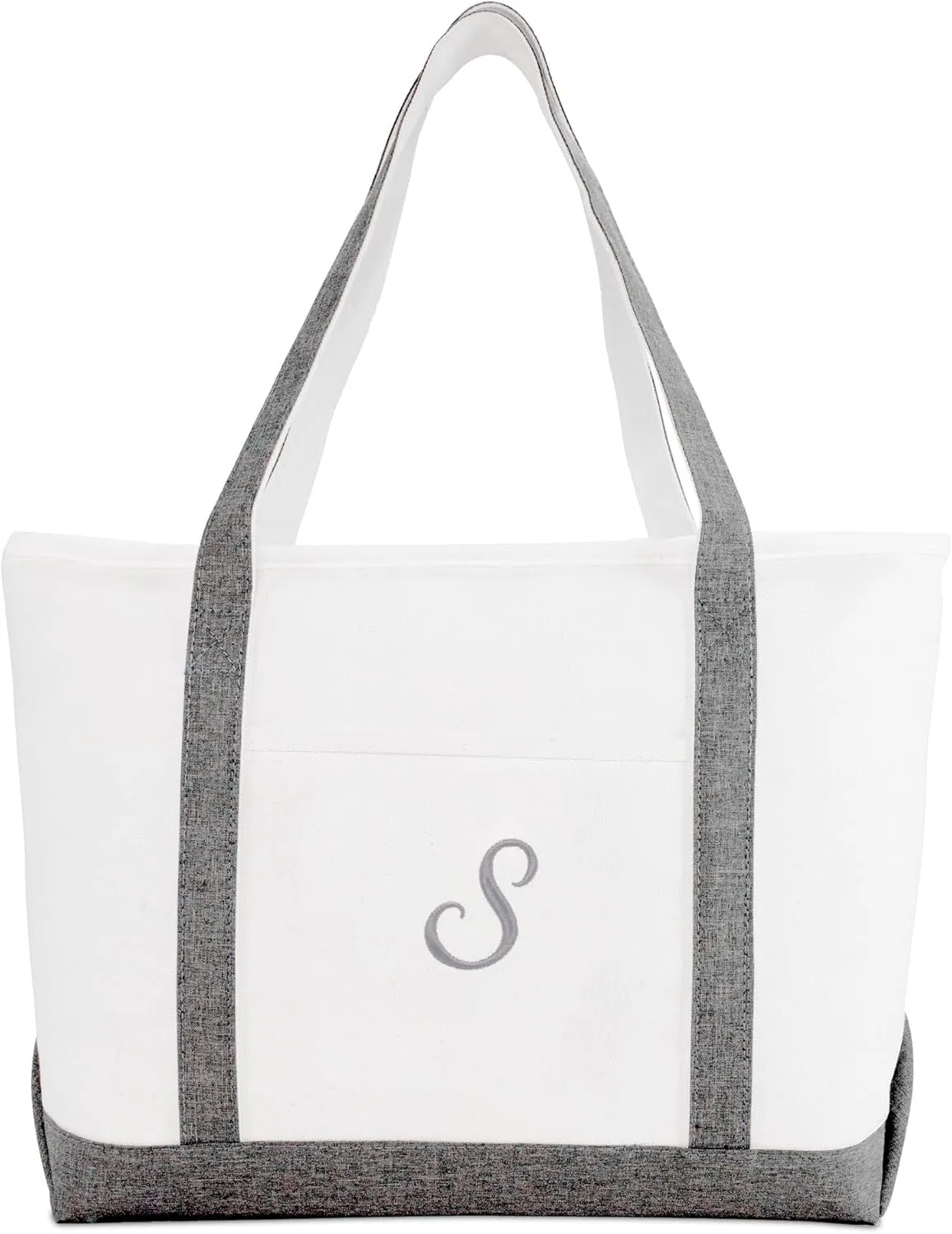 DALIX Gray Beach Tote Bag Personalized Gifts Women Shoulder Bags Letter A - Z