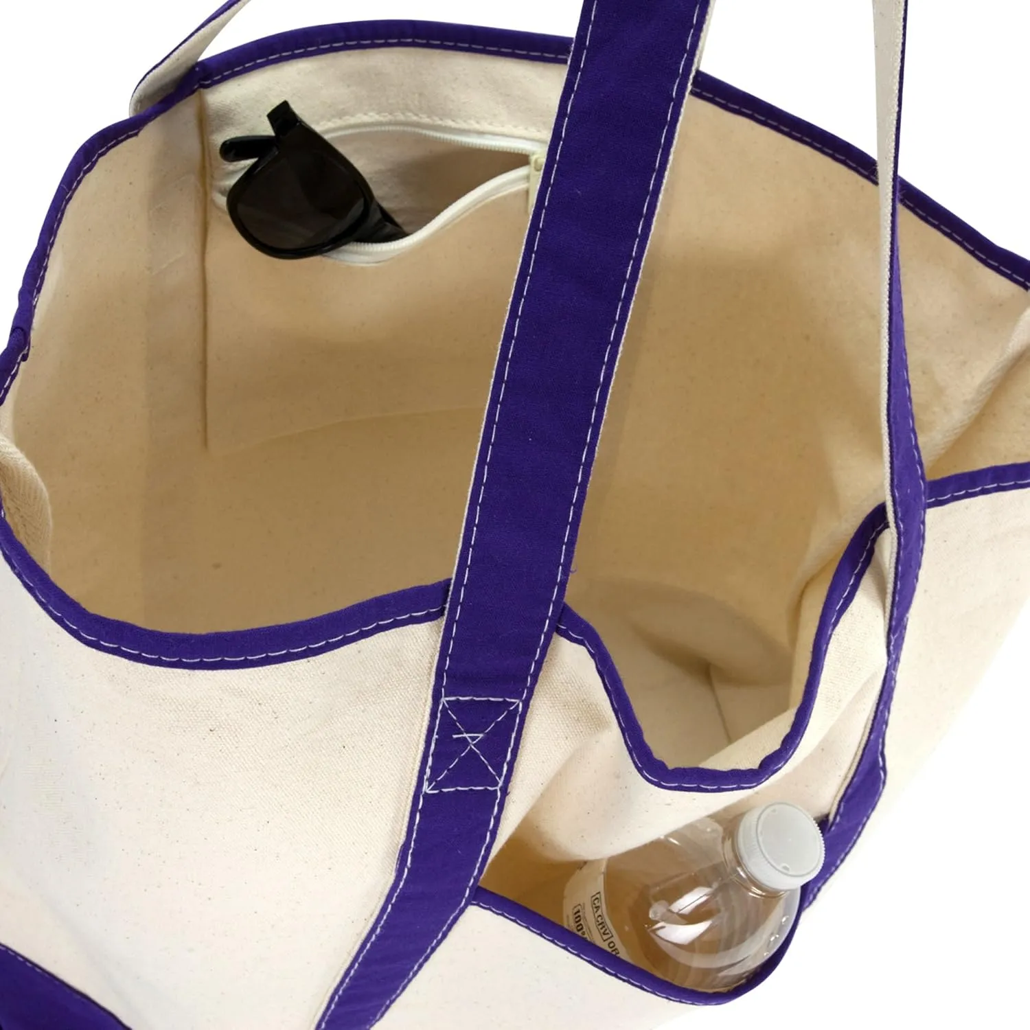 DALIX Women's Canvas Tote Bag Shoulder Bags Open Top Purple Monogram A-Z
