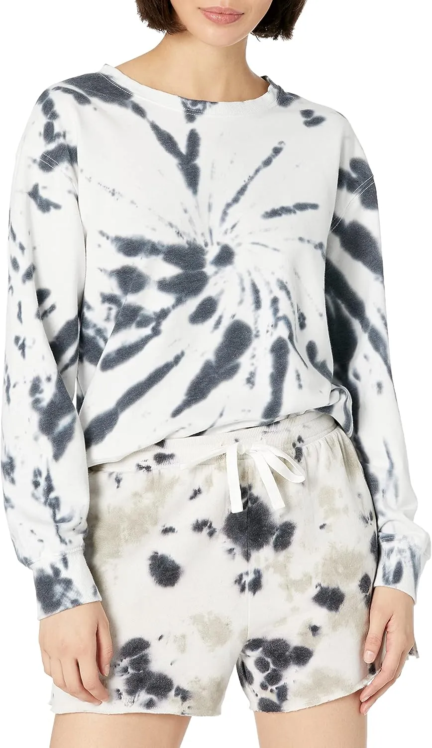 Danskin Women's Spiral Print Tie-dye Pullover Sweatshirt