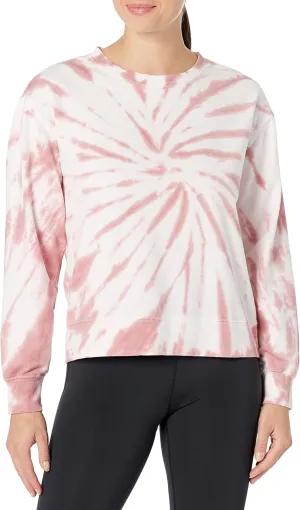 Danskin Women's Spiral Print Tie-dye Pullover Sweatshirt