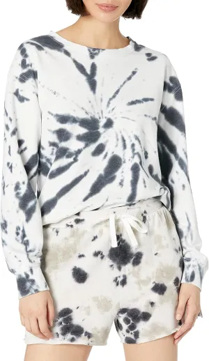 Danskin Women's Spiral Print Tie-dye Pullover Sweatshirt