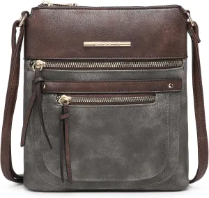 Dasein Crossbody Purse for Women Vegan Leather Shoulder Handbags Messenger Bags with Multi Zipper Pockets