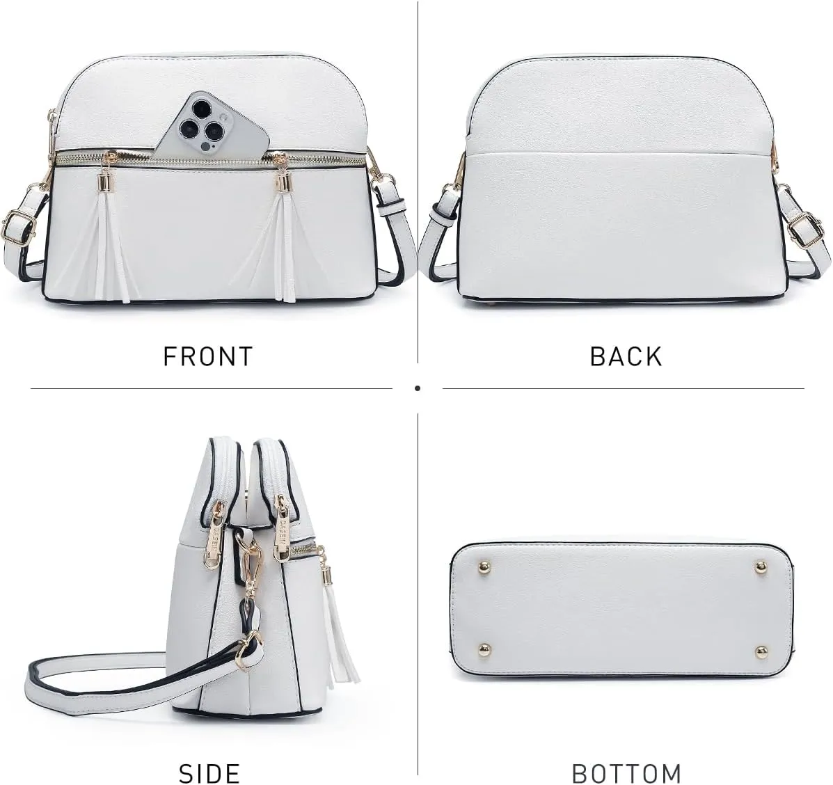 Dasein Women Tassel Zipper Pocket Crossbody Bag Shoulder Purse Fashion Travel Bag with Multi Pockets