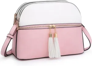 Dasein Women Tassel Zipper Pocket Crossbody Bag Shoulder Purse Fashion Travel Bag with Multi Pockets