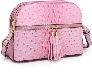 Dasein Women Tassel Zipper Pocket Crossbody Bag Shoulder Purse Fashion Travel Bag with Multi Pockets
