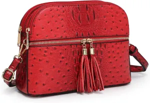Dasein Women Tassel Zipper Pocket Crossbody Bag Shoulder Purse Fashion Travel Bag with Multi Pockets