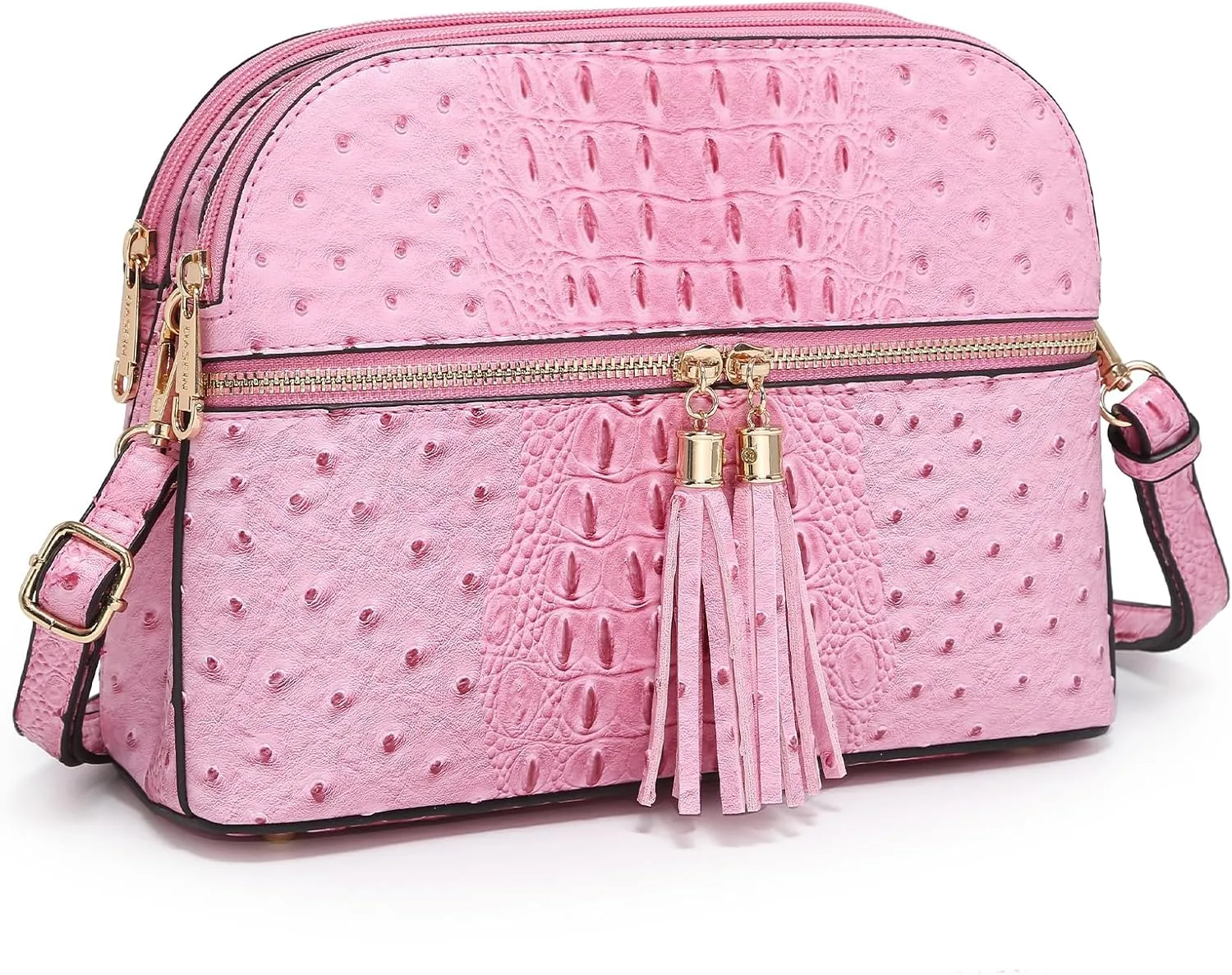 Dasein Women Tassel Zipper Pocket Crossbody Bag Shoulder Purse Fashion Travel Bag with Multi Pockets