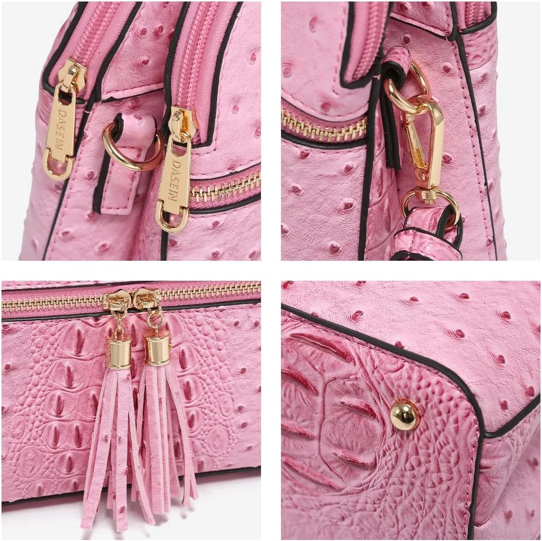 Dasein Women Tassel Zipper Pocket Crossbody Bag Shoulder Purse Fashion Travel Bag with Multi Pockets
