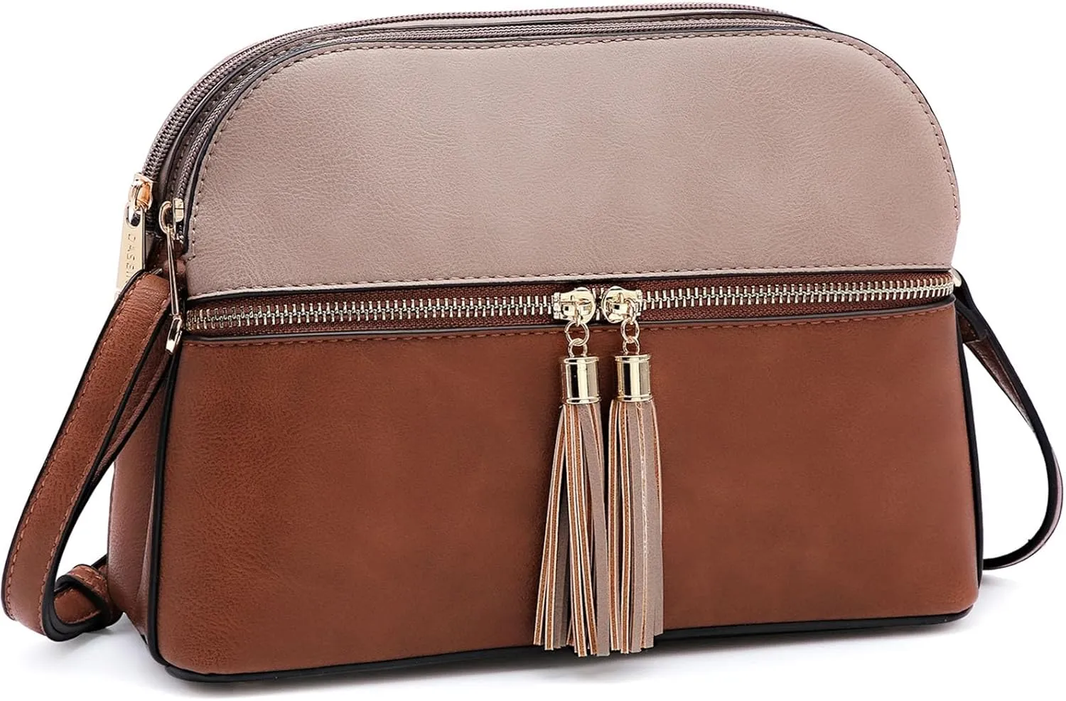Dasein Women Tassel Zipper Pocket Crossbody Bag Shoulder Purse Fashion Travel Bag with Multi Pockets