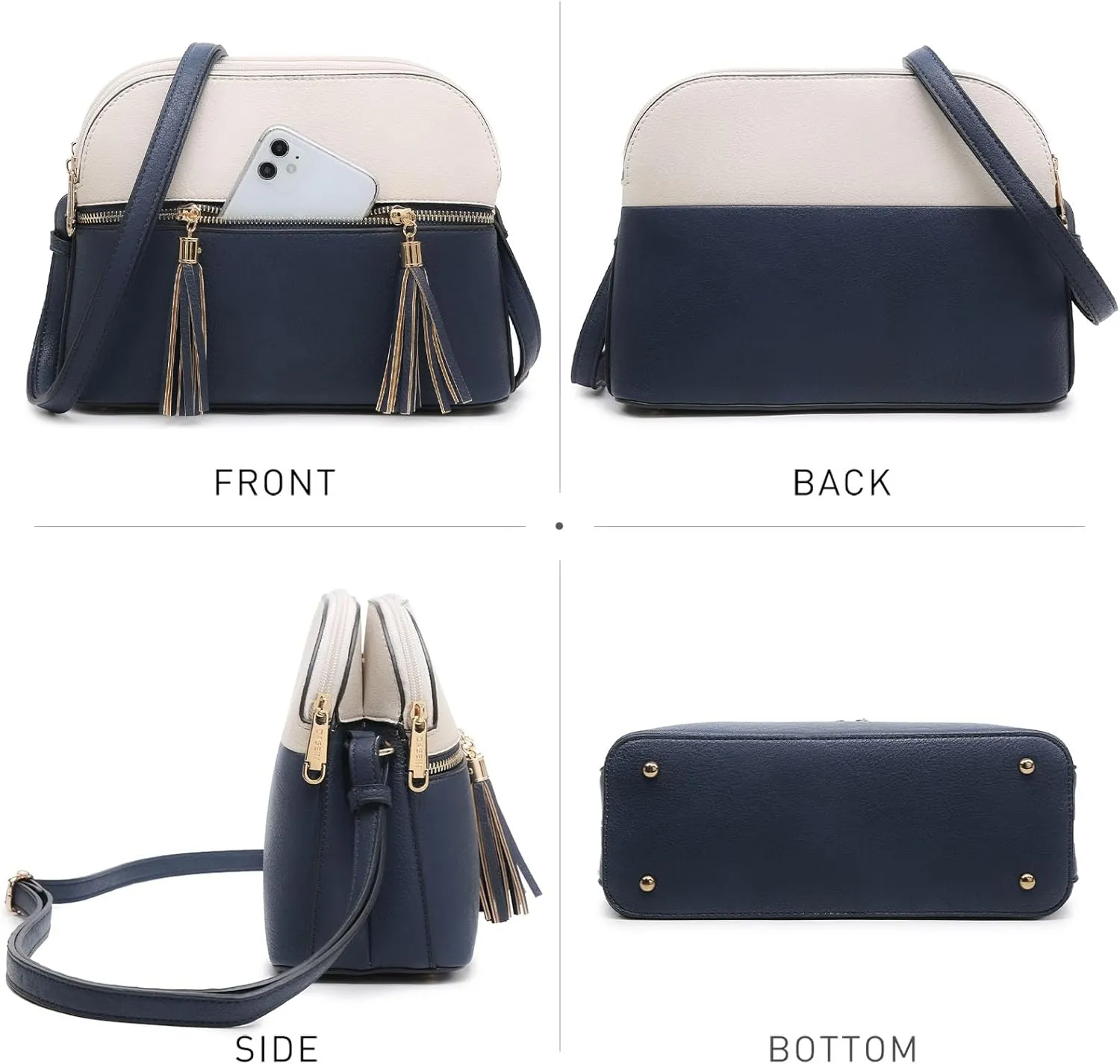 Dasein Women Tassel Zipper Pocket Crossbody Bag Shoulder Purse Fashion Travel Bag with Multi Pockets