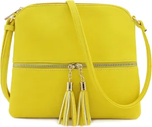 DELUXITY Lightweight Medium Crossbody Bag with Tassel