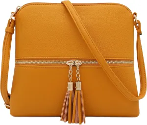 DELUXITY Lightweight Medium Crossbody Bag with Tassel