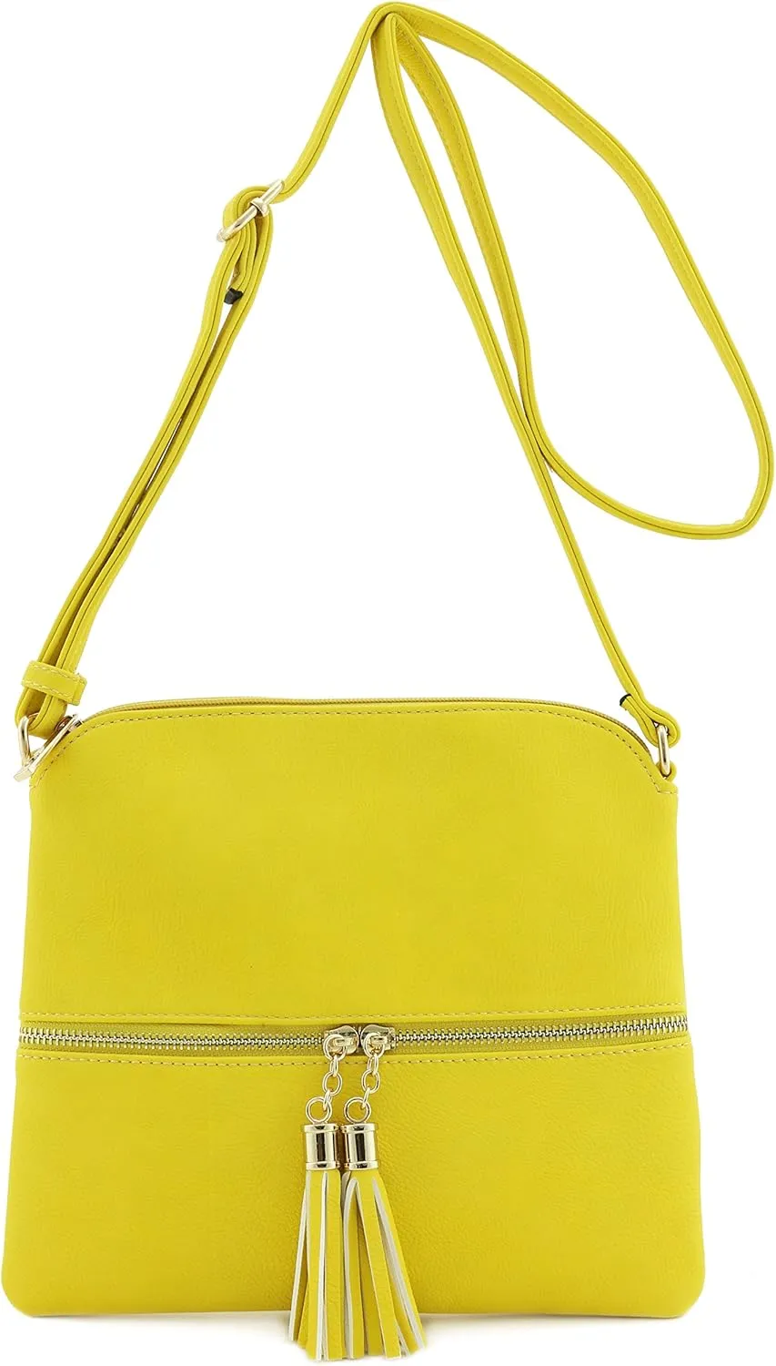 DELUXITY Lightweight Medium Crossbody Bag with Tassel