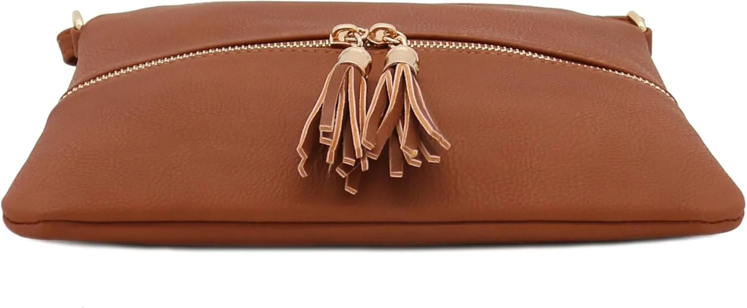 DELUXITY Lightweight Medium Crossbody Bag with Tassel