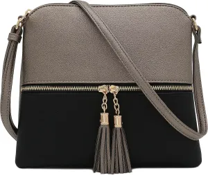 DELUXITY Lightweight Medium Crossbody Bag with Tassel