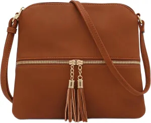 DELUXITY Lightweight Medium Crossbody Bag with Tassel