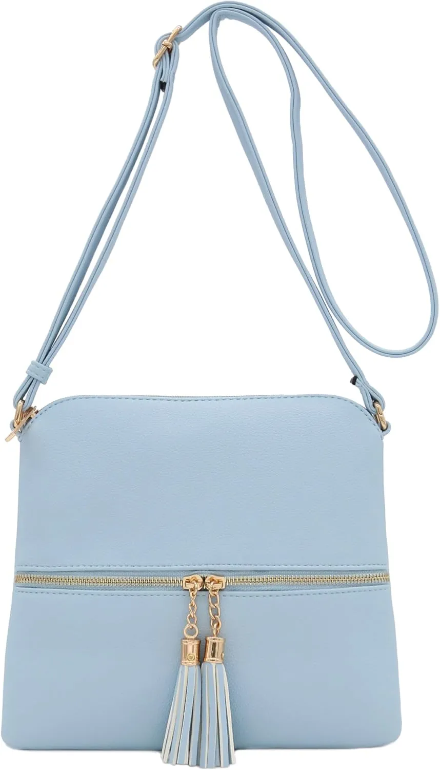 DELUXITY Lightweight Medium Crossbody Bag with Tassel