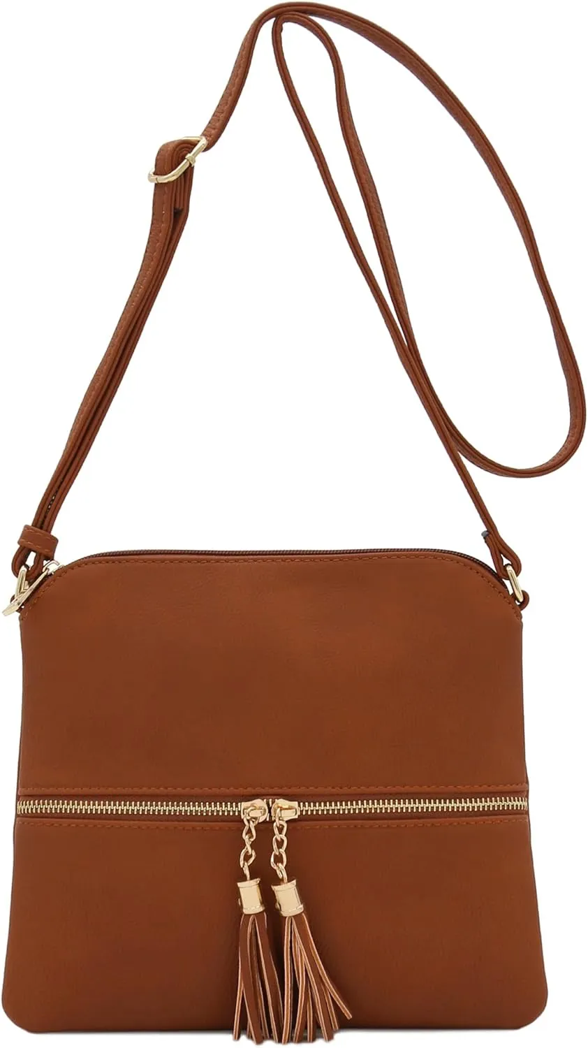 DELUXITY Lightweight Medium Crossbody Bag with Tassel