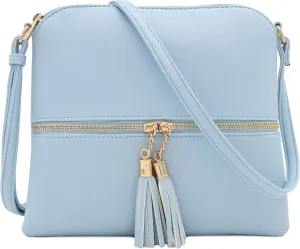DELUXITY Lightweight Medium Crossbody Bag with Tassel